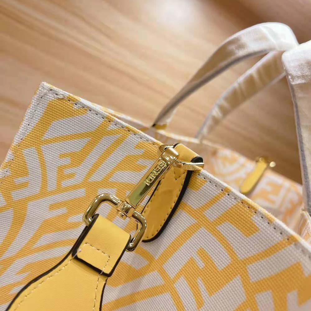 Fendi Unisex Shopper Yellow Glazed Canvas Bag