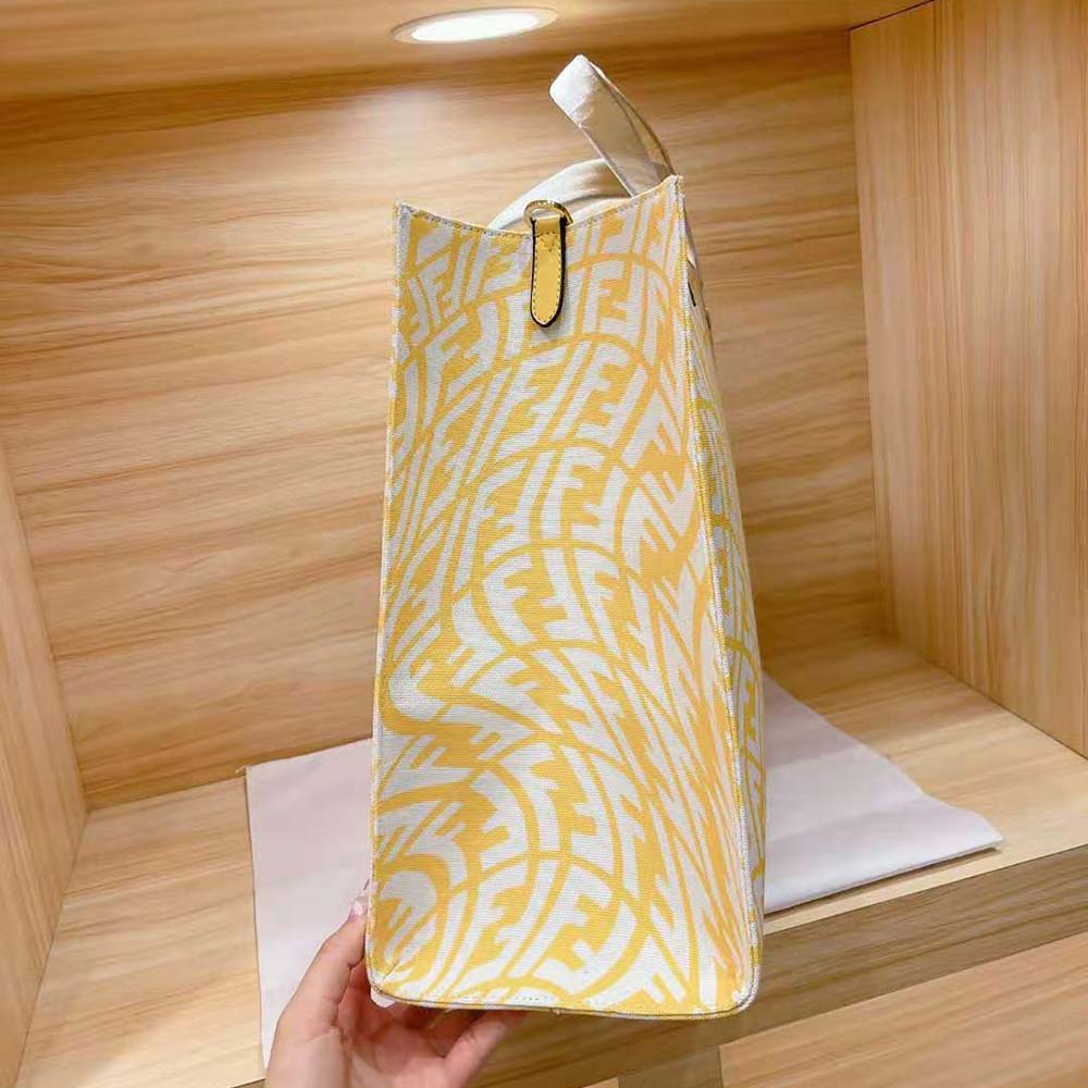 Fendi Unisex Shopper Yellow Glazed Canvas Bag