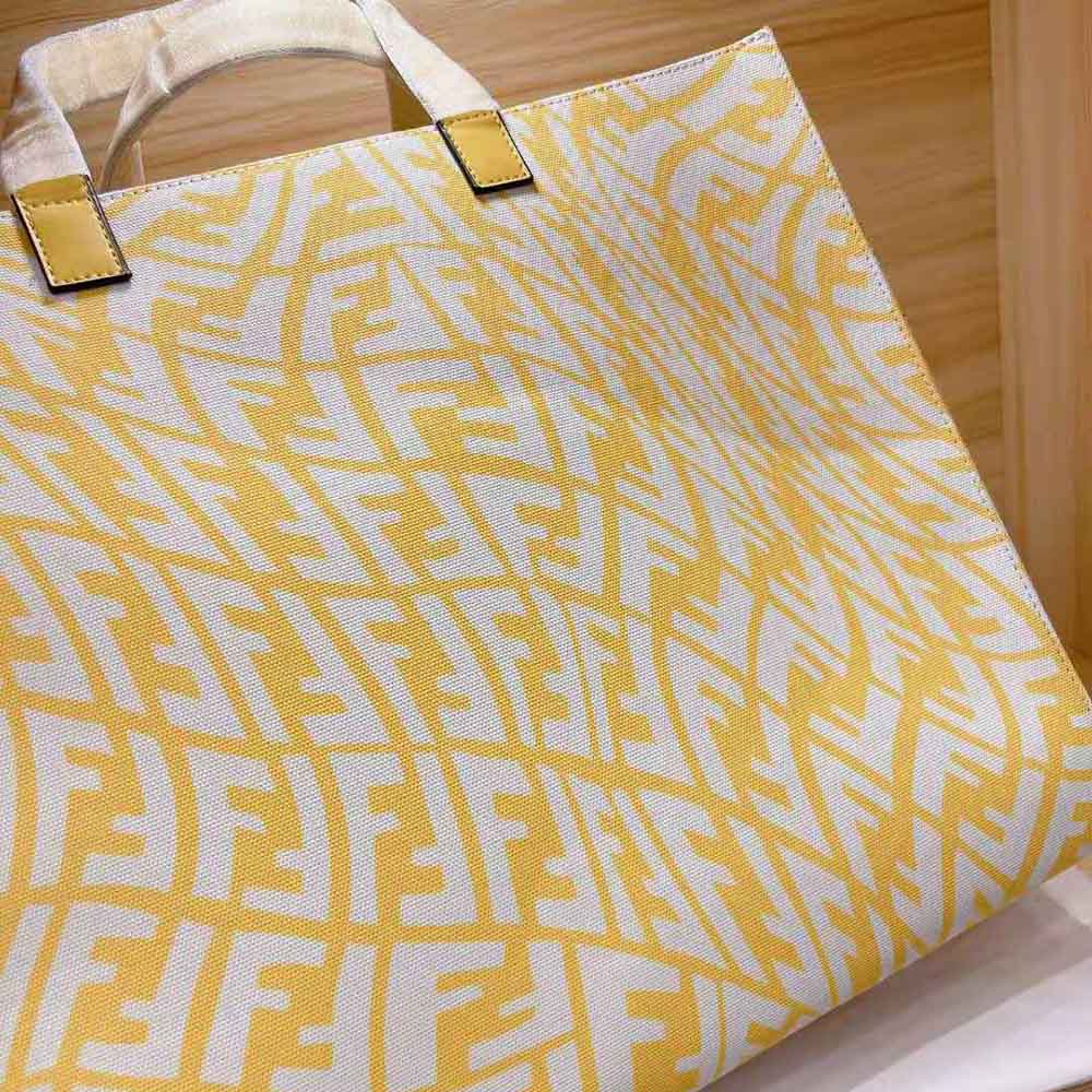 Fendi Unisex Shopper Yellow Glazed Canvas Bag