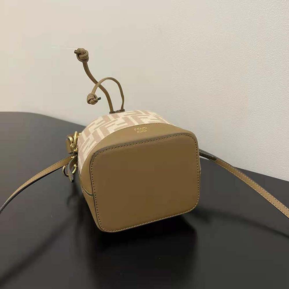 Fendi Women Small Mon Tresor FF Beige Wool Mini-Bag