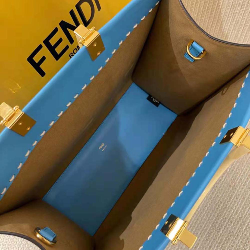 Fendi Women Sunshine Medium Leather Shopper-Blue