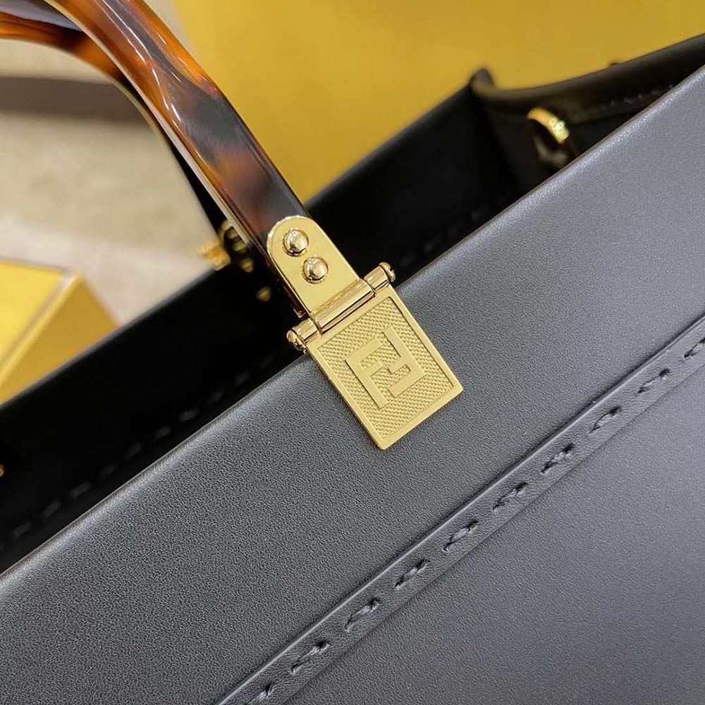 Fendi Women Sunshine Medium Leather Shopper-Black