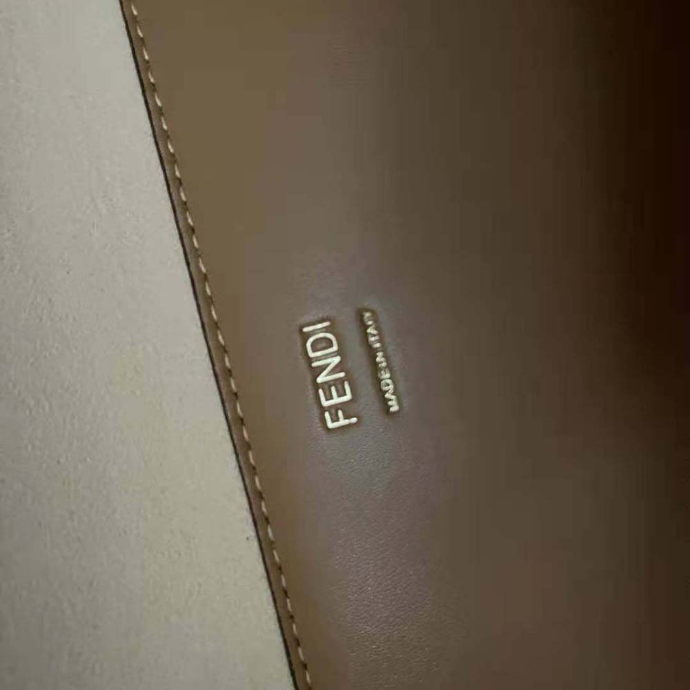 Fendi Women Sunshine Medium Light Brown Leather and Elaphe Shopper Bag
