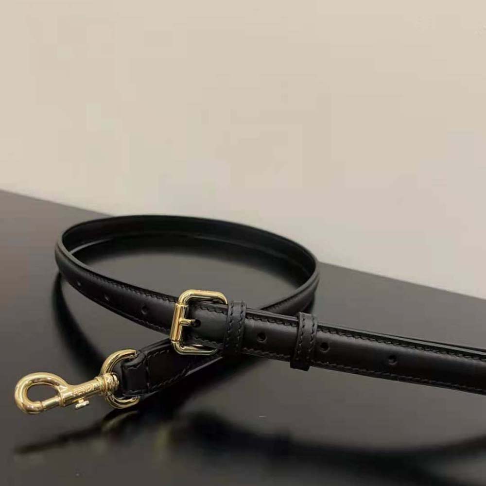 Fendi Women Touch Leather Bag with A Metal FF Clasp-Black