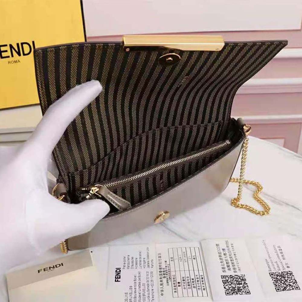 Fendi Women Wallet on Chain with Pouches Leather Mini-Bag-Brown