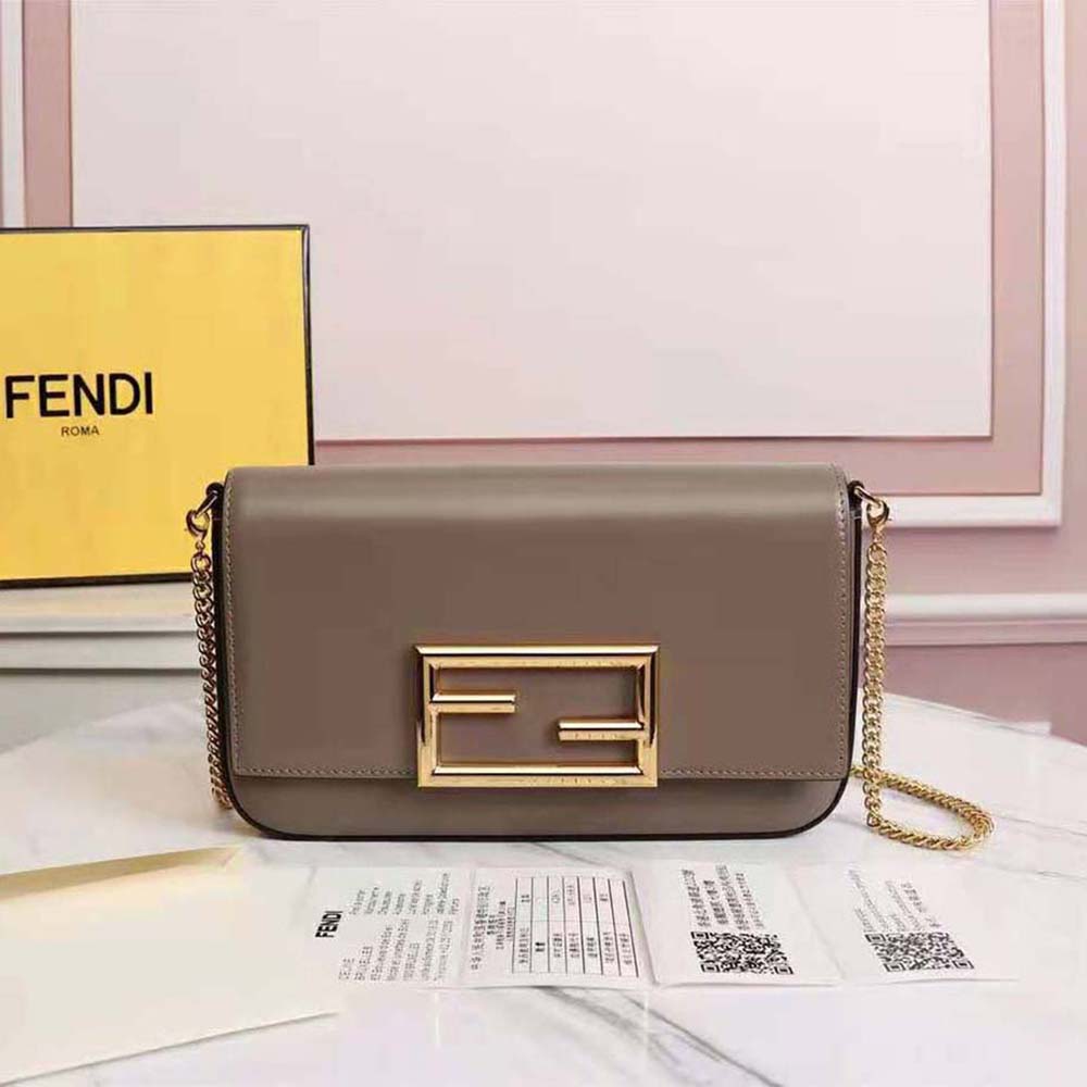 Fendi Women Wallet on Chain with Pouches Leather Mini-Bag-Brown