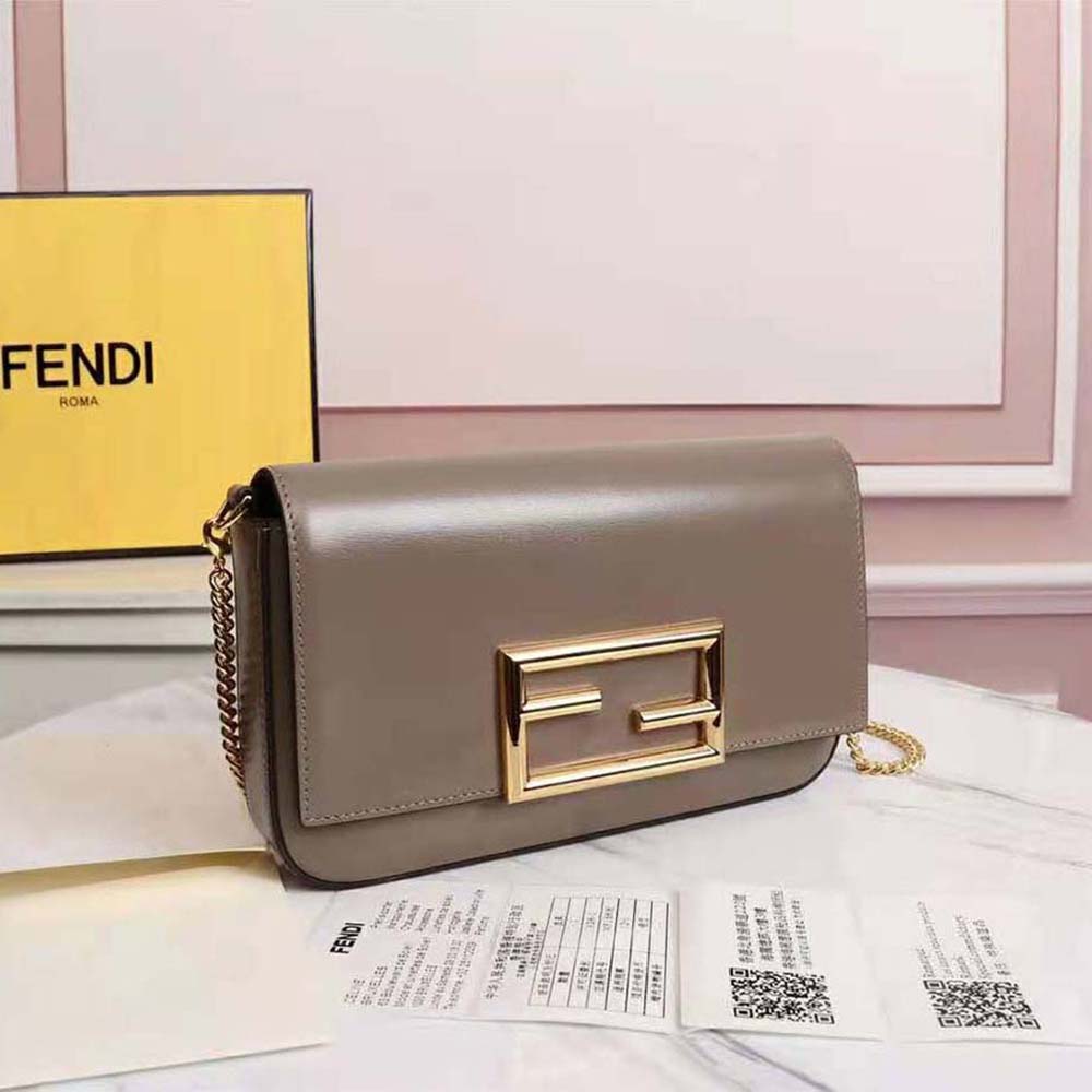 Fendi Women Wallet on Chain with Pouches Leather Mini-Bag-Brown