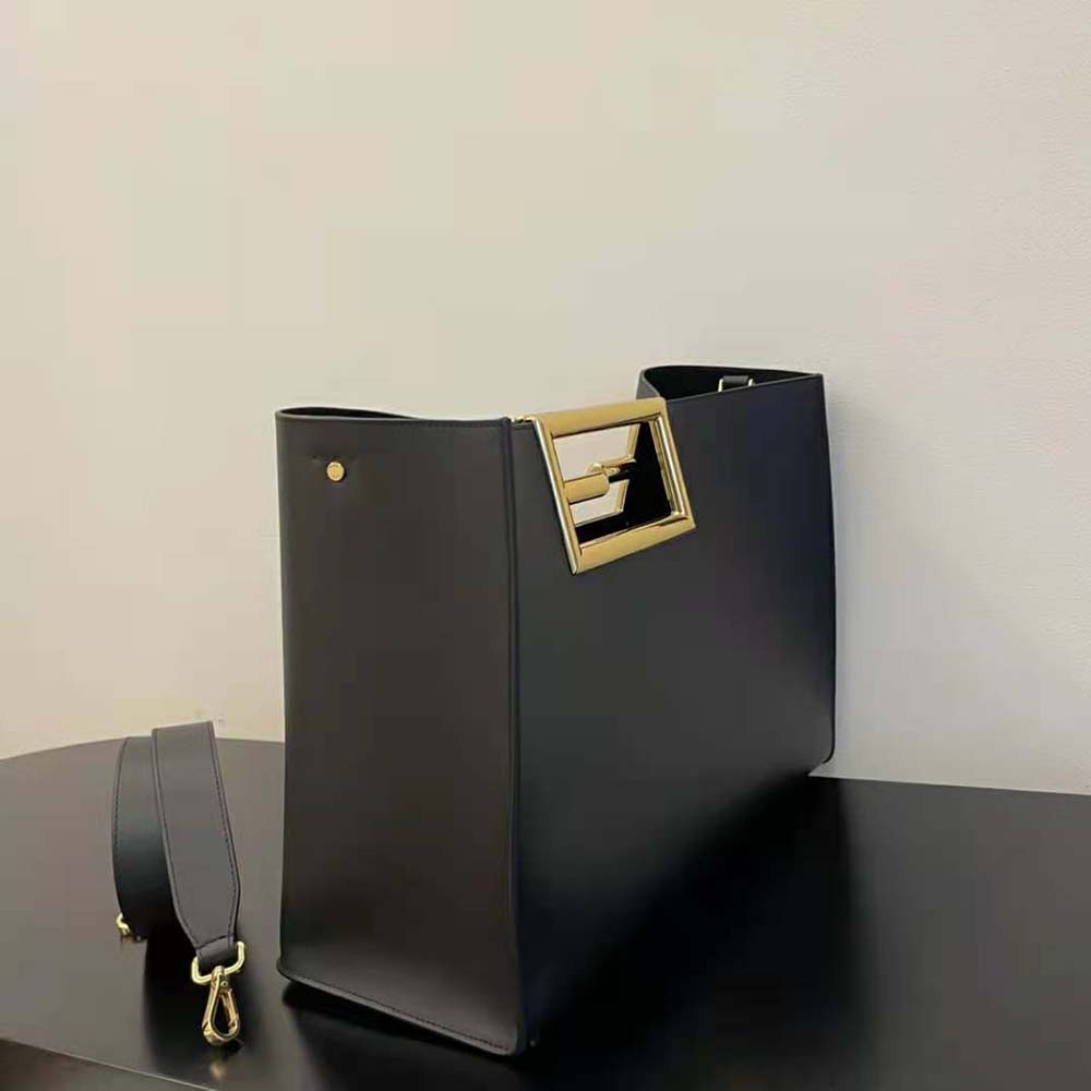 Fendi Women Way Medium Made of Camellia-Colored Leather Bag-Black