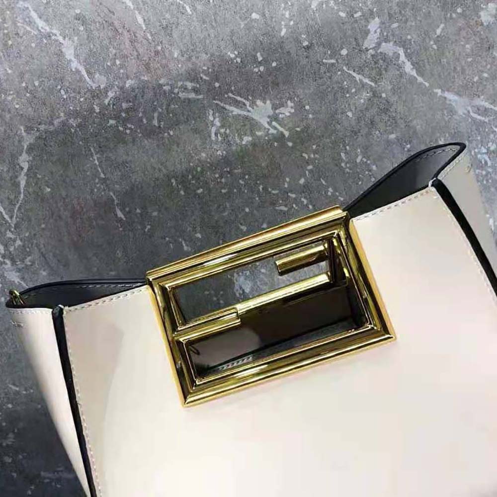 Fendi Women Way Small Made of Camellia-Colored Leather Bag-White
