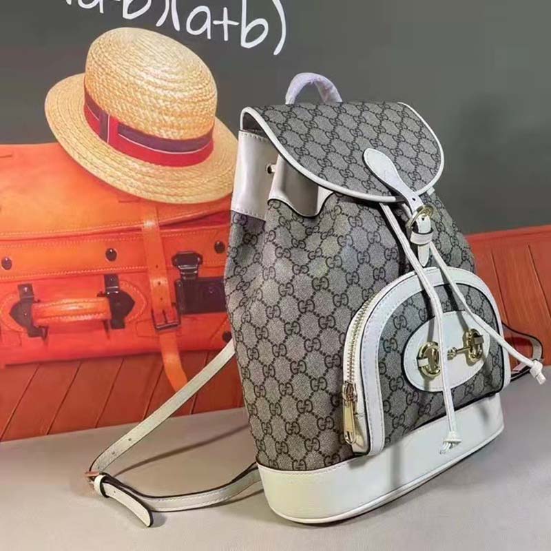 G*u*i gg unisex G*u*i 1955 horsebit backpack white/ebony supreme canvas