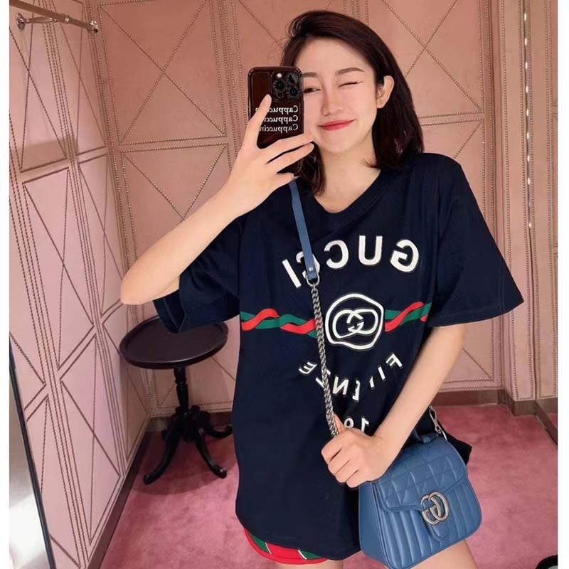 G*u*i gg women cotton jersey ‘G*u*i firenze 1921’ t-shirt crewneck oversize fit