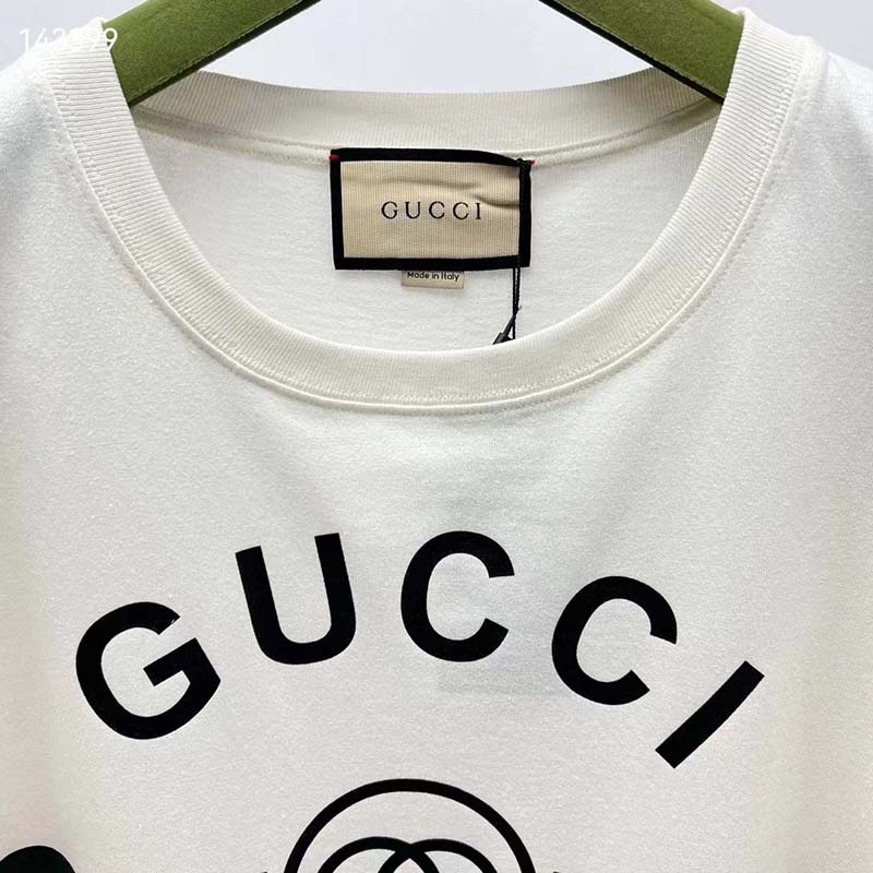 G*u*i gg men cotton jersey ‘G*u*i firenze 1921’ white t-shirt crewneck oversize fit