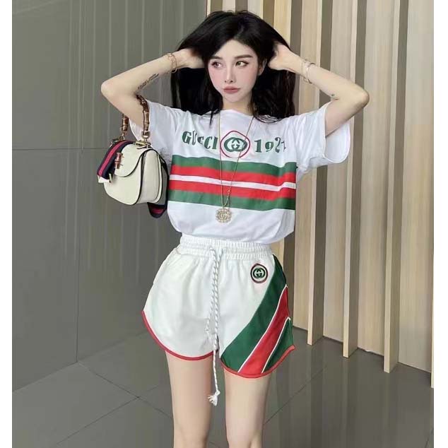 G*u*i gg women cotton t-shirt white cotton jersey crewneck oversize fit