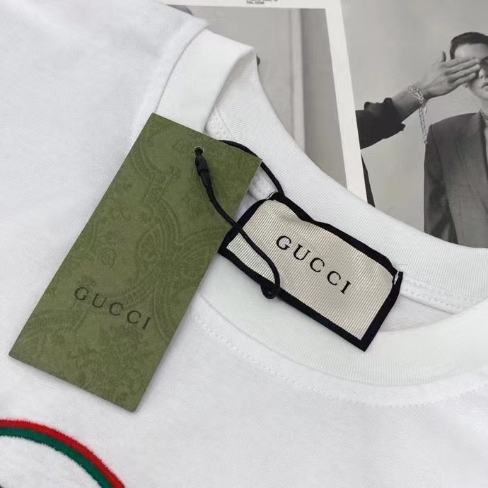 G*u*i gg men cotton t-shirt white cotton jersey crewneck oversize fit