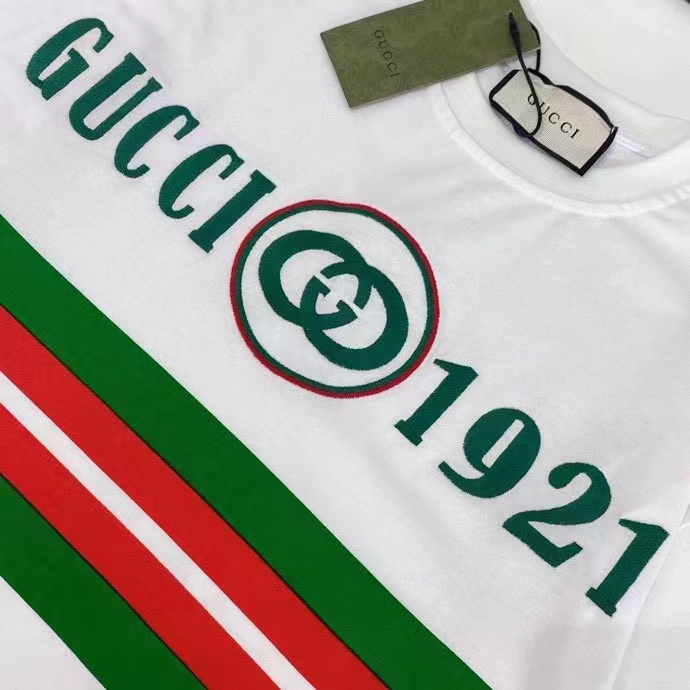 G*u*i gg men cotton t-shirt white cotton jersey crewneck oversize fit
