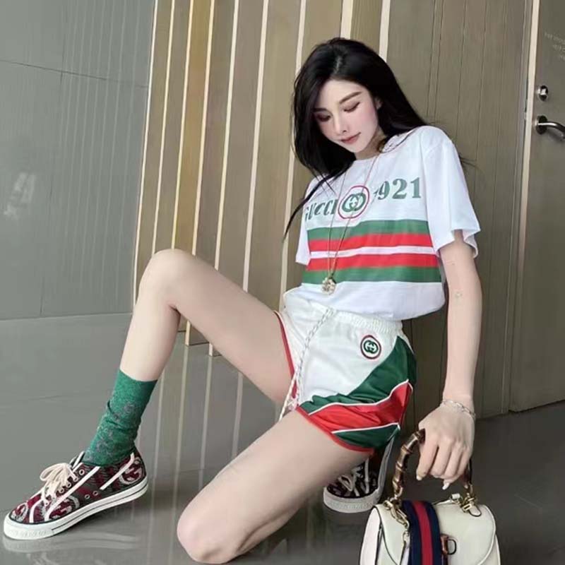G*u*i gg women cotton t-shirt white cotton jersey crewneck oversize fit