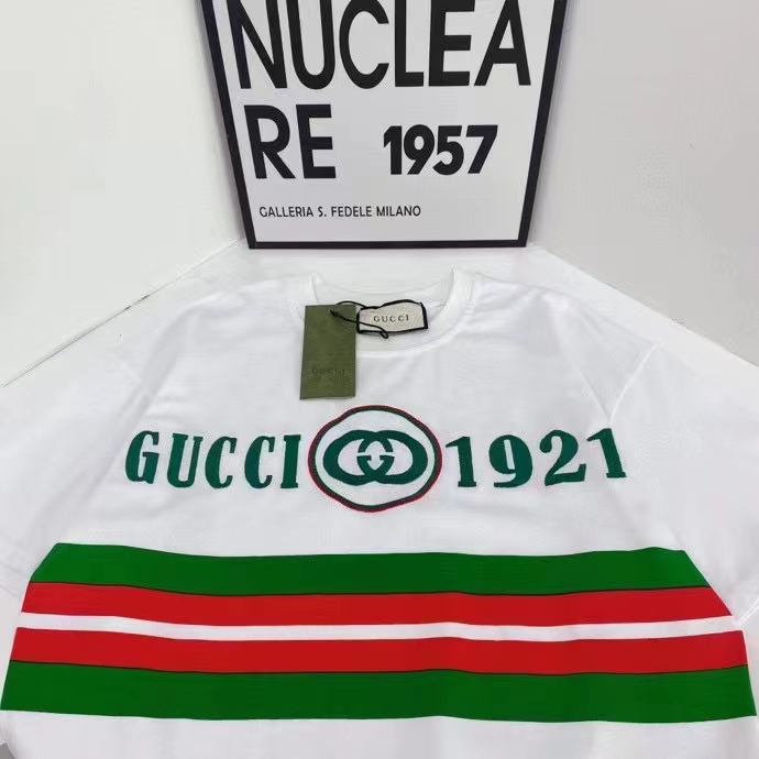 G*u*i gg men cotton t-shirt white cotton jersey crewneck oversize fit