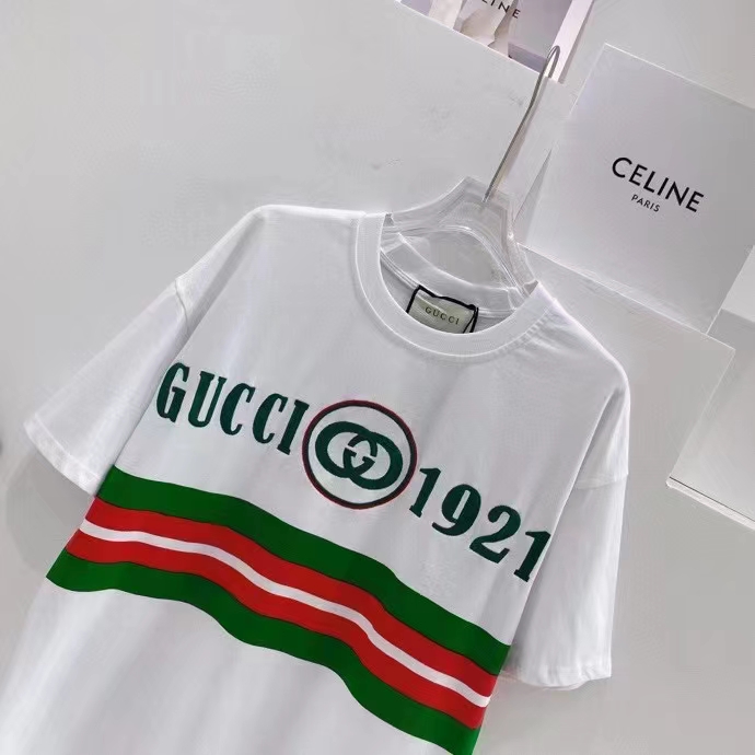 G*u*i gg men cotton t-shirt white cotton jersey crewneck oversize fit