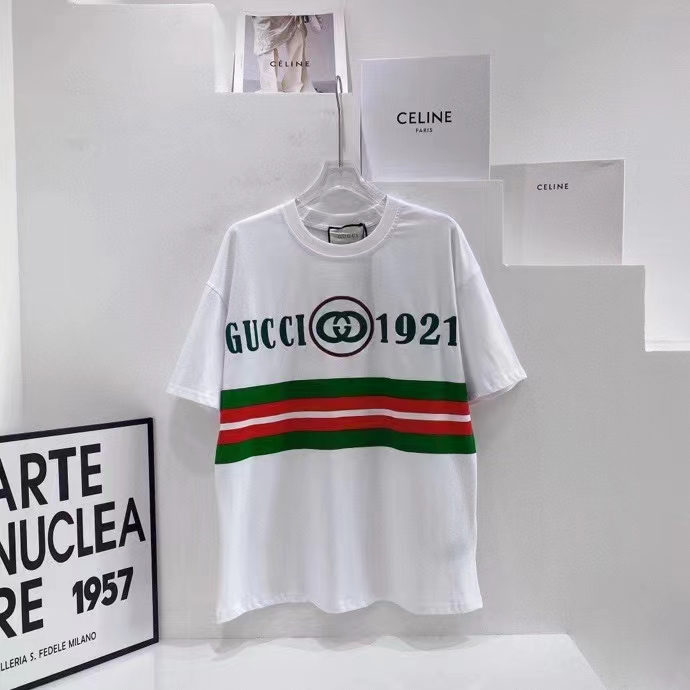 G*u*i gg men cotton t-shirt white cotton jersey crewneck oversize fit