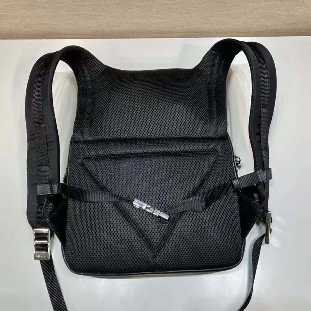 Prada Women Leather Backpack with Hood-Black