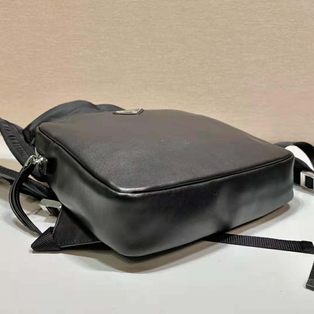 Prada Women Leather Backpack with Hood-Black