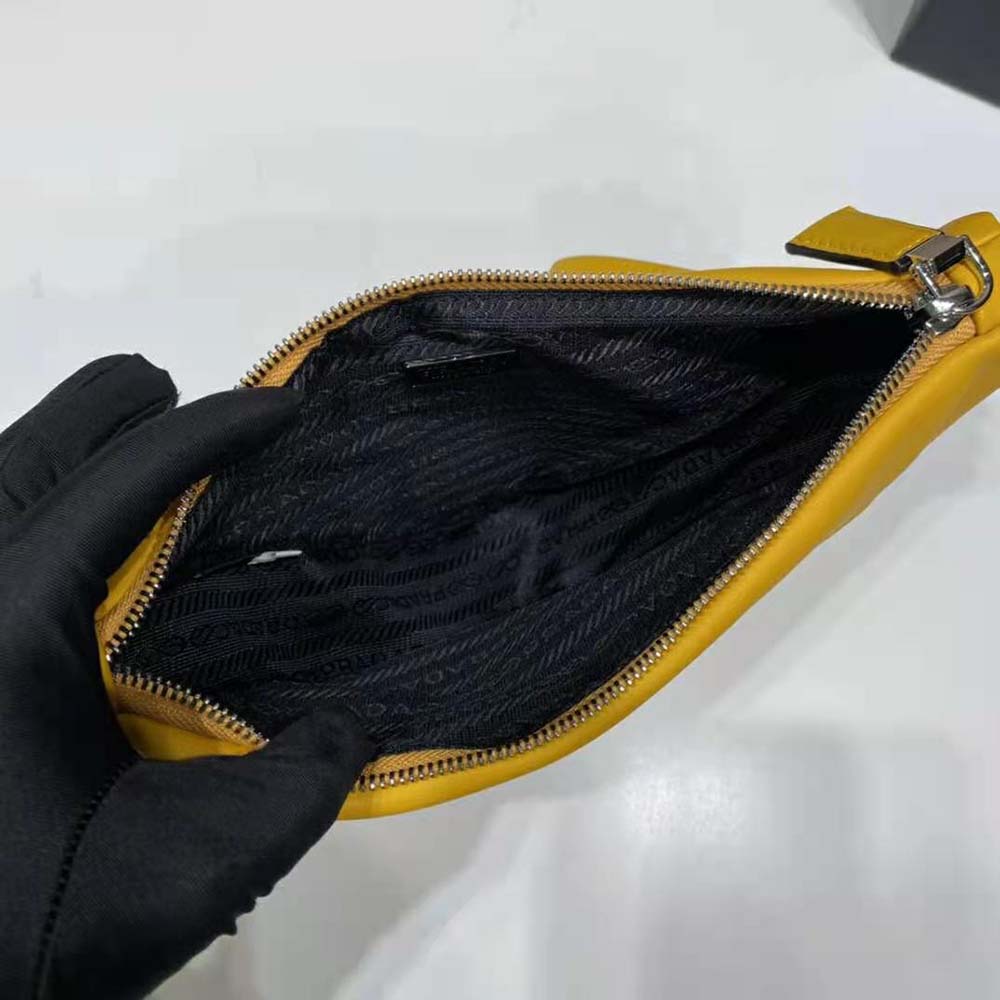 Prada Women Leather Triangle Leather Pouch-Yellow
