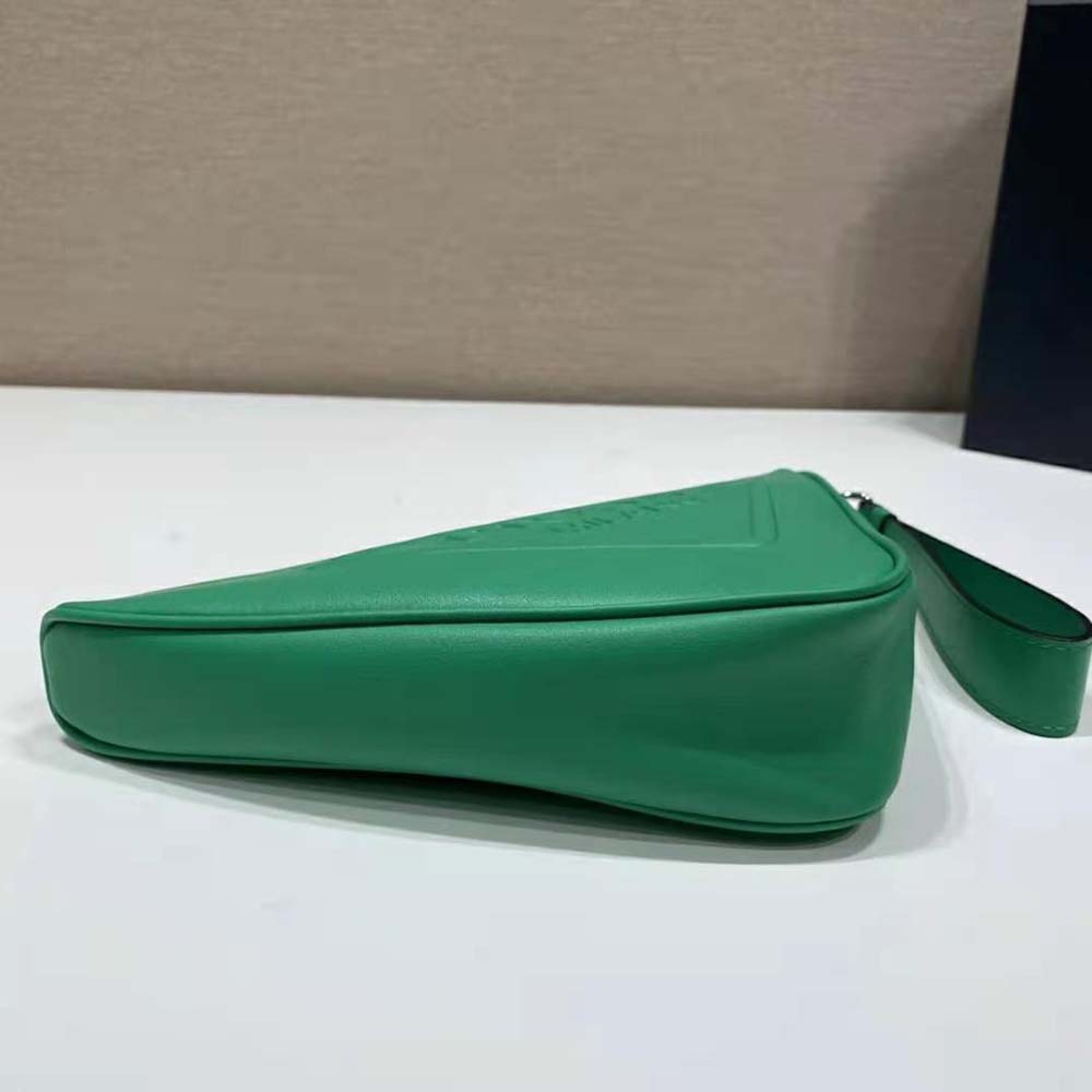 Prada Women Leather Triangle Leather Pouch-Green
