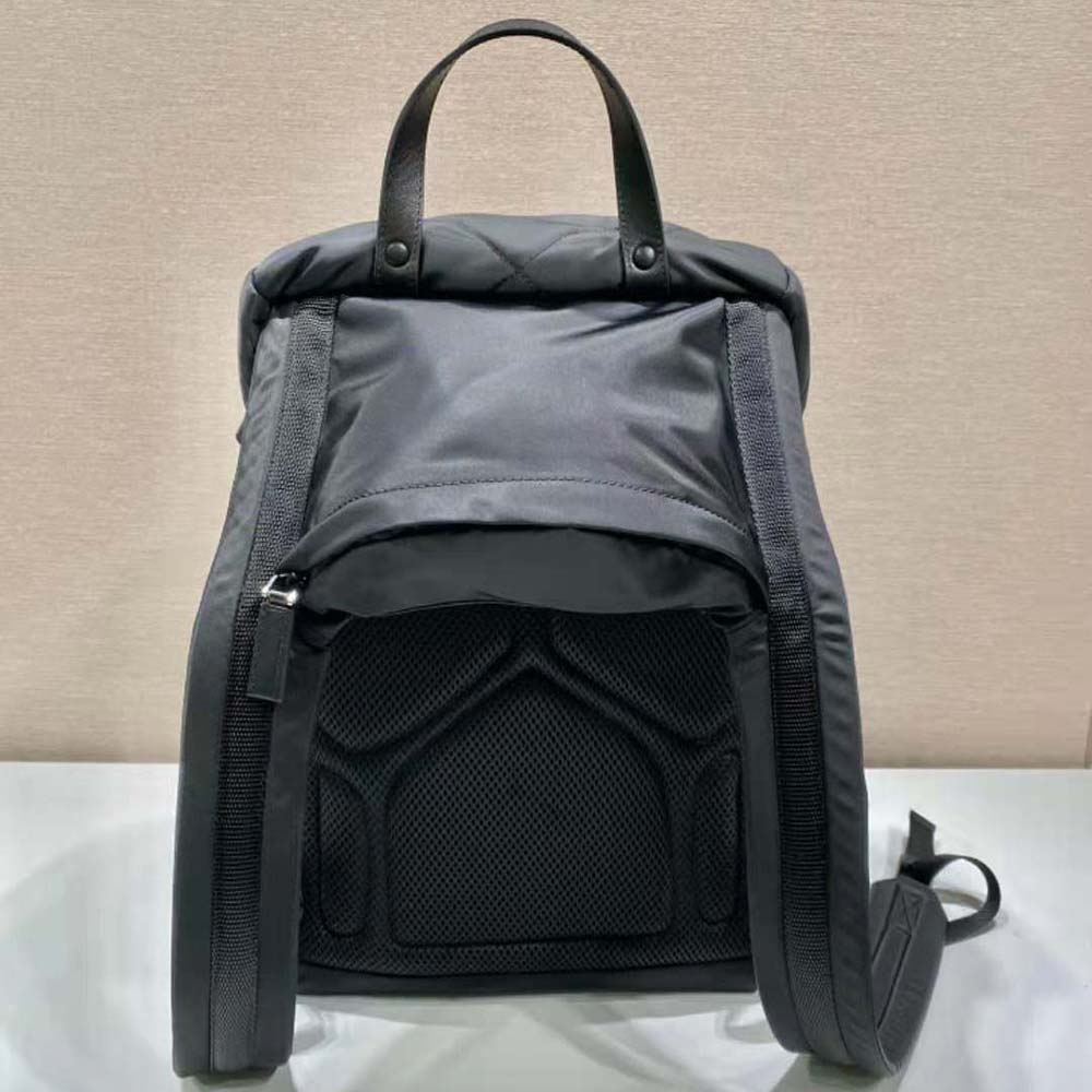 Prada Unisex Re-Nylon Padded Backpack with Hood-Black