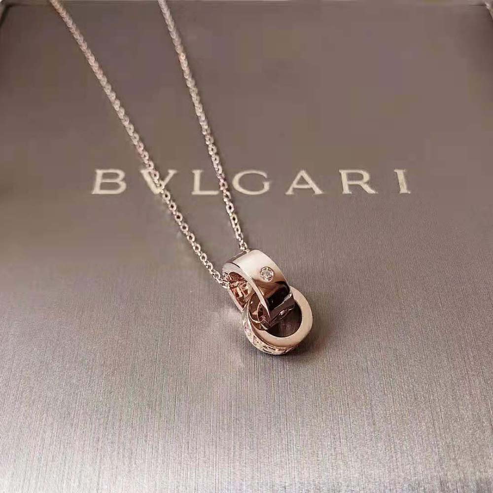 Bvlgari Women Necklace with 18 KT Rose Gold Chain