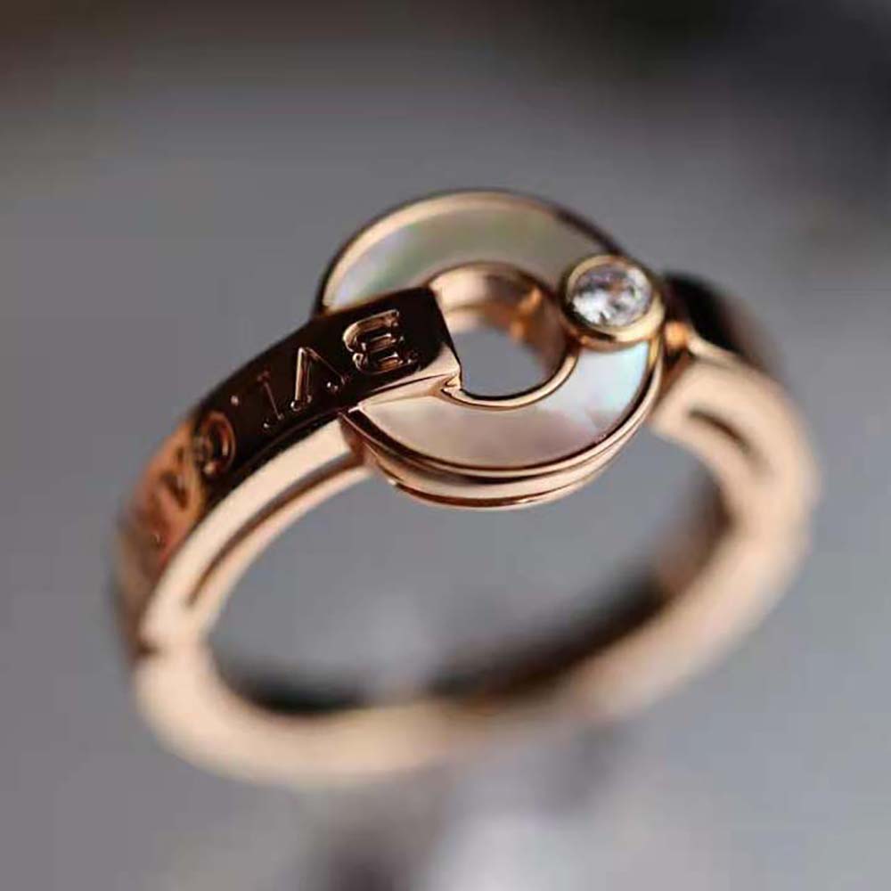 Bvlgari Women Openwork 18 KT Rose Gold Ring