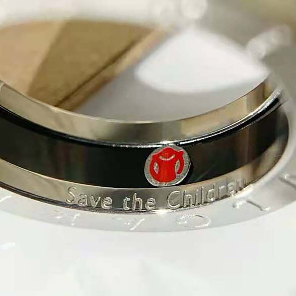 Bvlgari Women Save the Children One-band Sterling Silver Ring with Black Ceramic