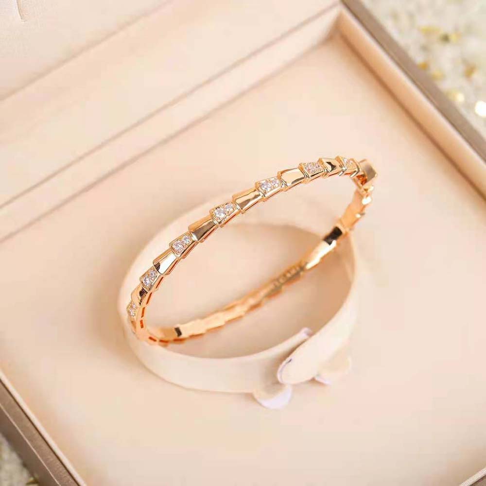 bvlgari women serpenti viper 18 kt rose gold bracelet set with demi pave Di*m*nds