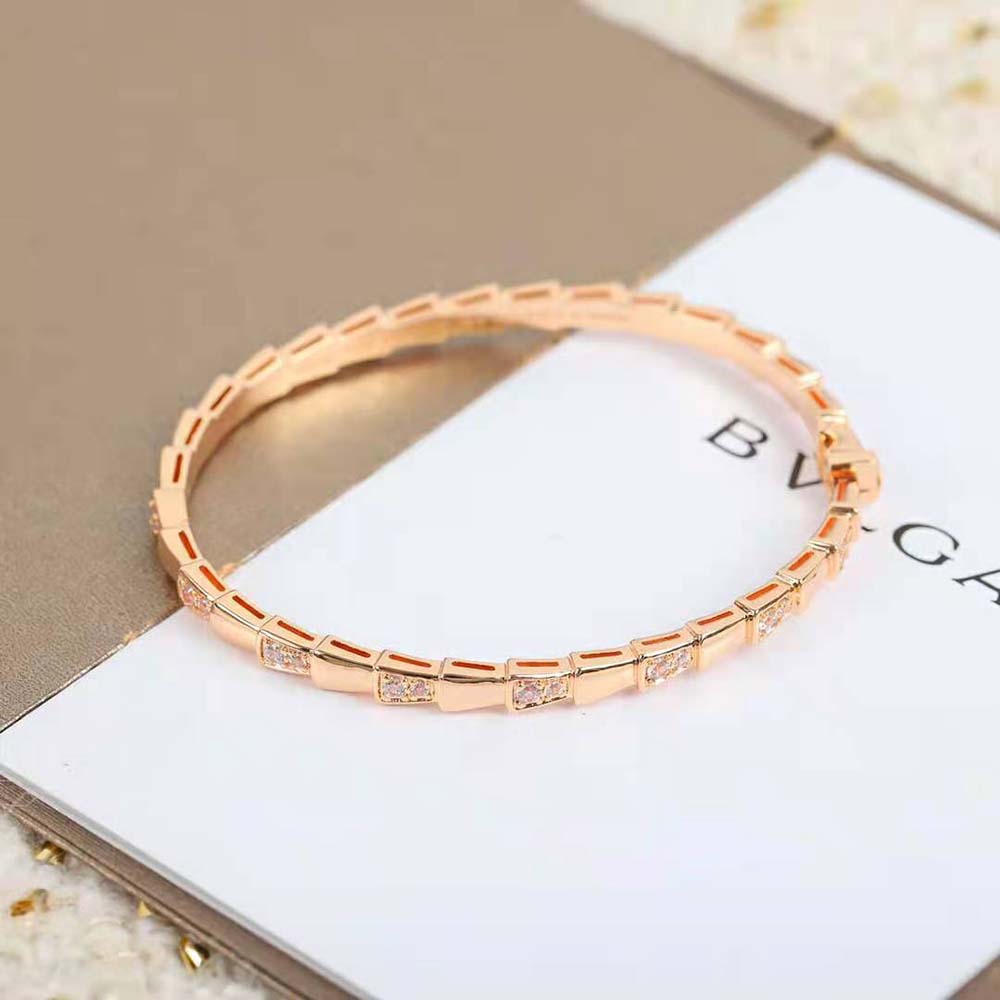 bvlgari women serpenti viper 18 kt rose gold bracelet set with demi pave Di*m*nds