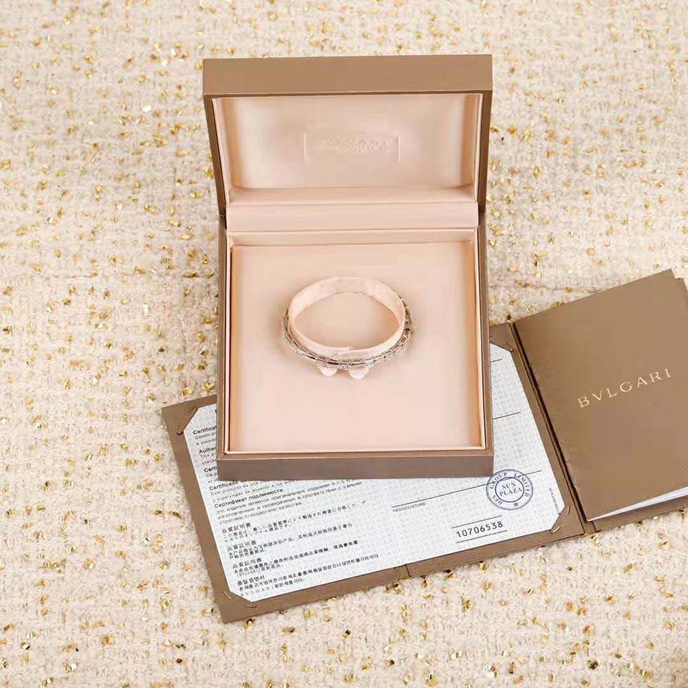 bvlgari women serpenti viper 18 kt white gold bracelet set with demi pave Di*m*nds
