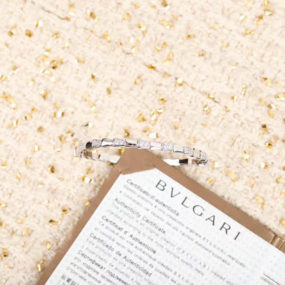 bvlgari women serpenti viper 18 kt white gold bracelet set with demi pave Di*m*nds