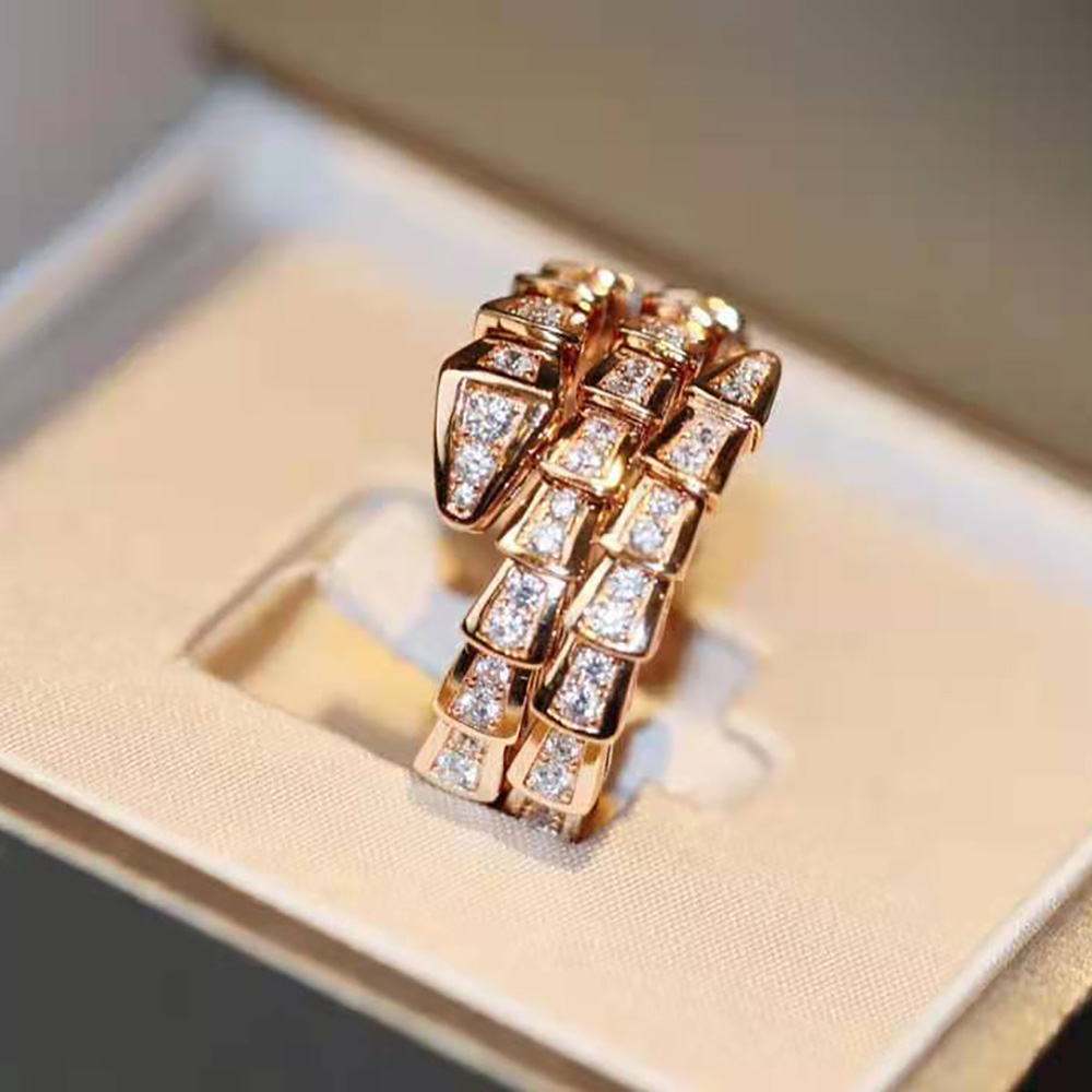 Bvlgari Women Serpenti Viper Two-coil 18 KT Rose Gold Ring