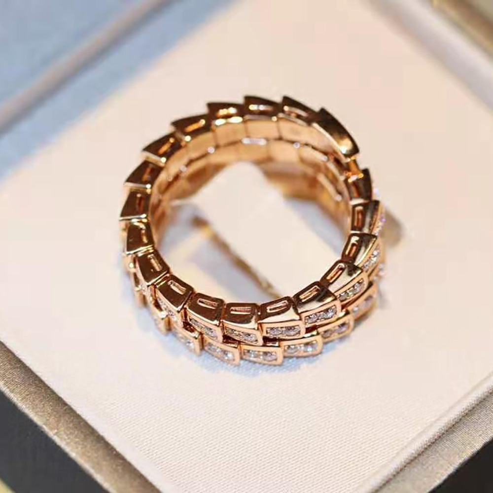 Bvlgari Women Serpenti Viper Two-coil 18 KT Rose Gold Ring