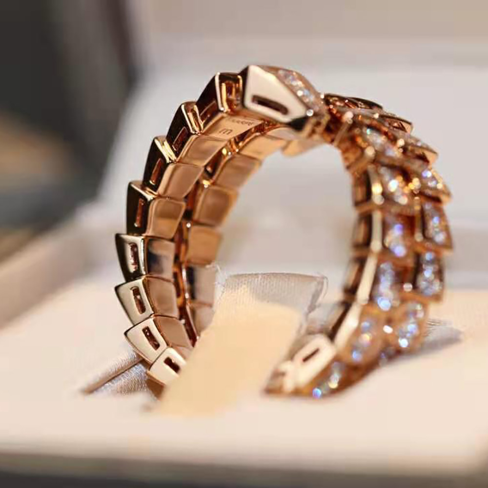 Bvlgari Women Serpenti Viper Two-coil 18 KT Rose Gold Ring