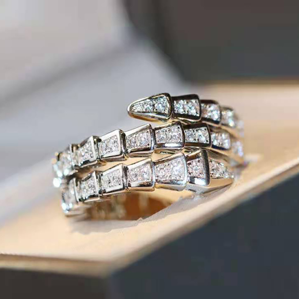 Bvlgari Women Serpenti Viper Two-coil 18 KT White Gold Ring