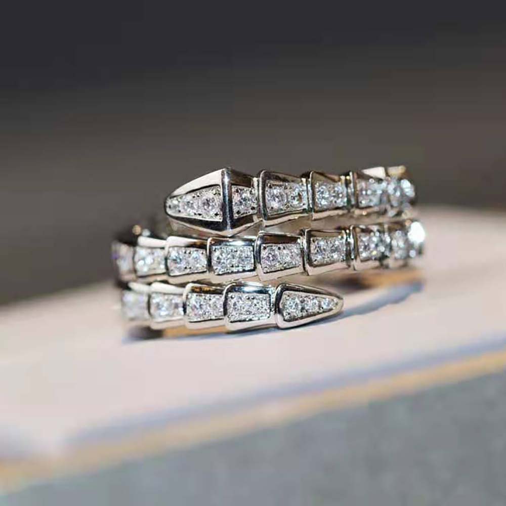 Bvlgari Women Serpenti Viper Two-coil 18 KT White Gold Ring