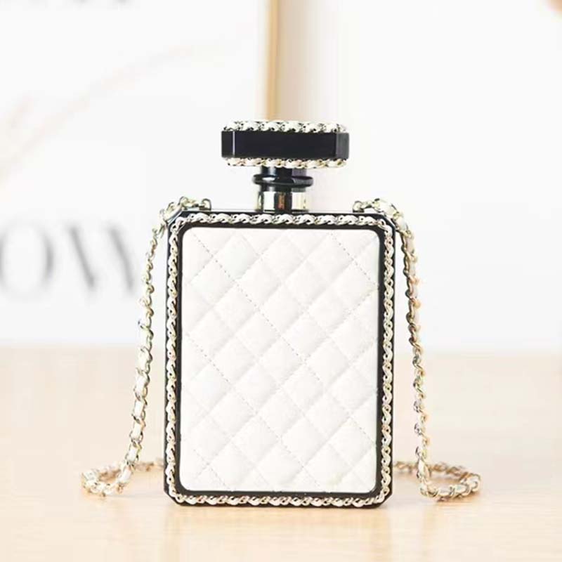 Chanel CC Women Evening Bag Lambskin Plexi Gold-Tone Metal Black White