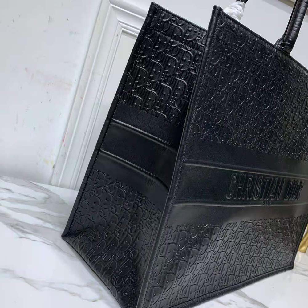 Dior Book Tote Black Dior Oblique Embossed Calfskin