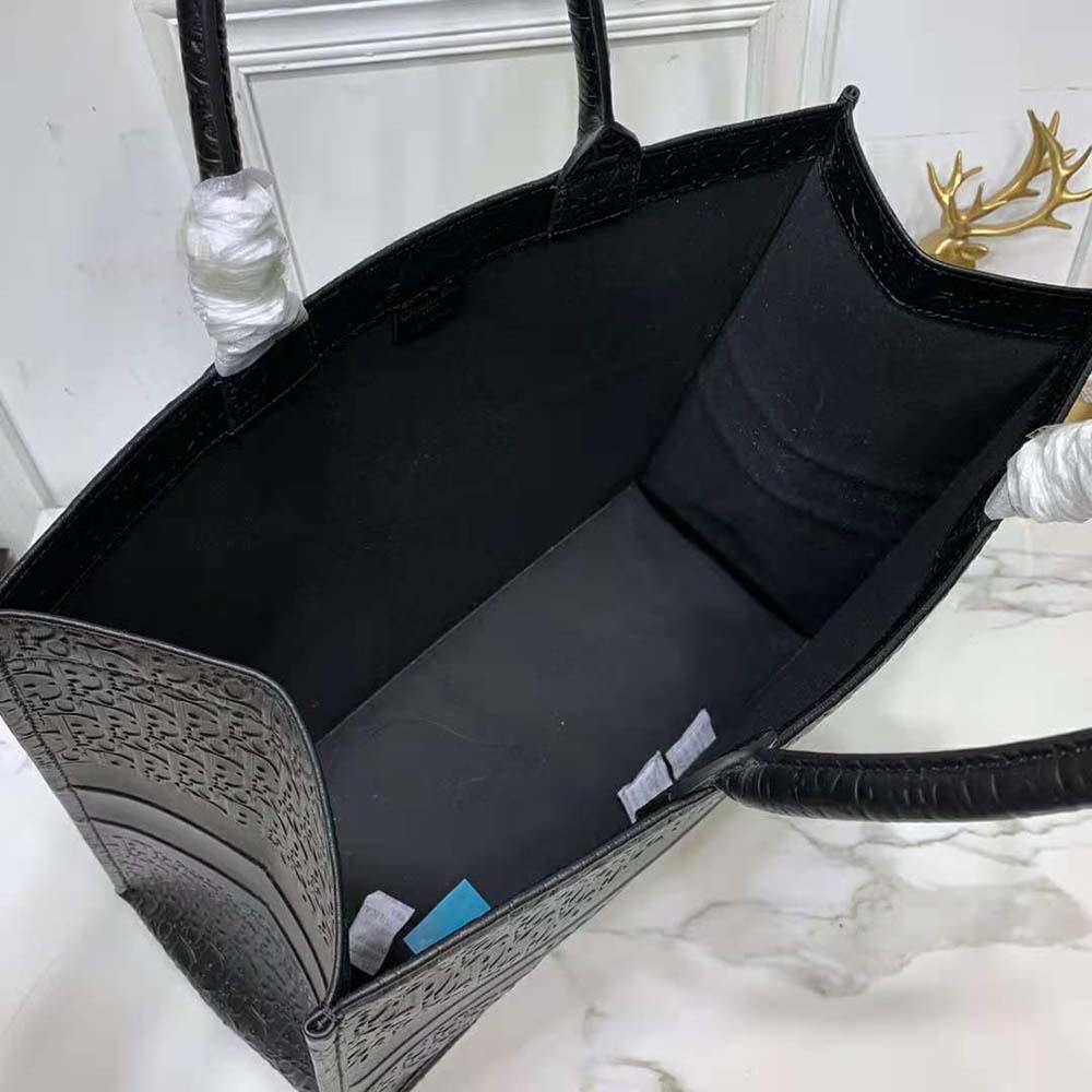 Dior Book Tote Black Dior Oblique Embossed Calfskin
