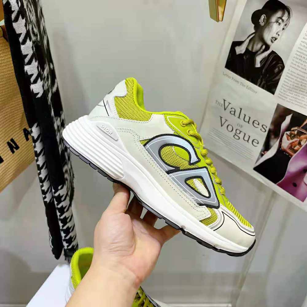 Dior Men B30 Sneaker Yellow Mesh and White Technical Fabric