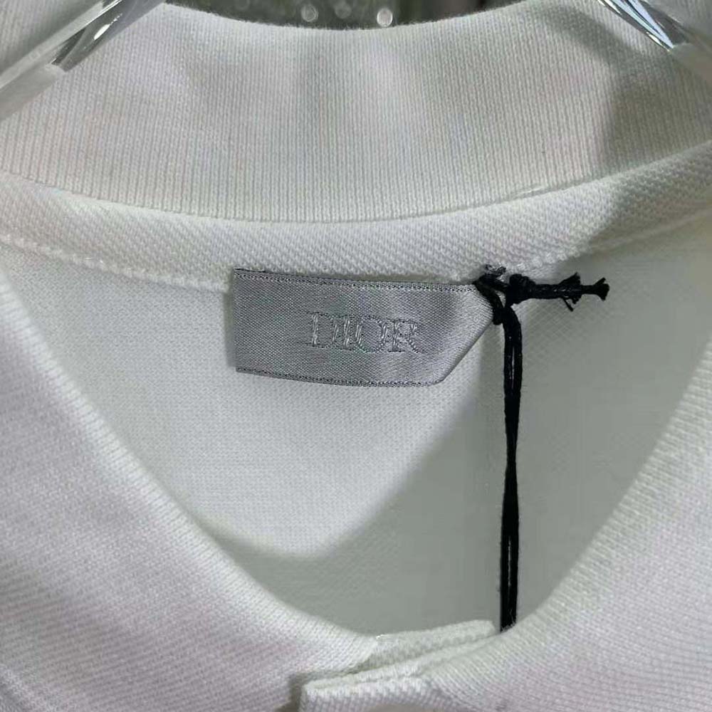 Dior Men CD Icon Polo Shirt White Cotton Pique