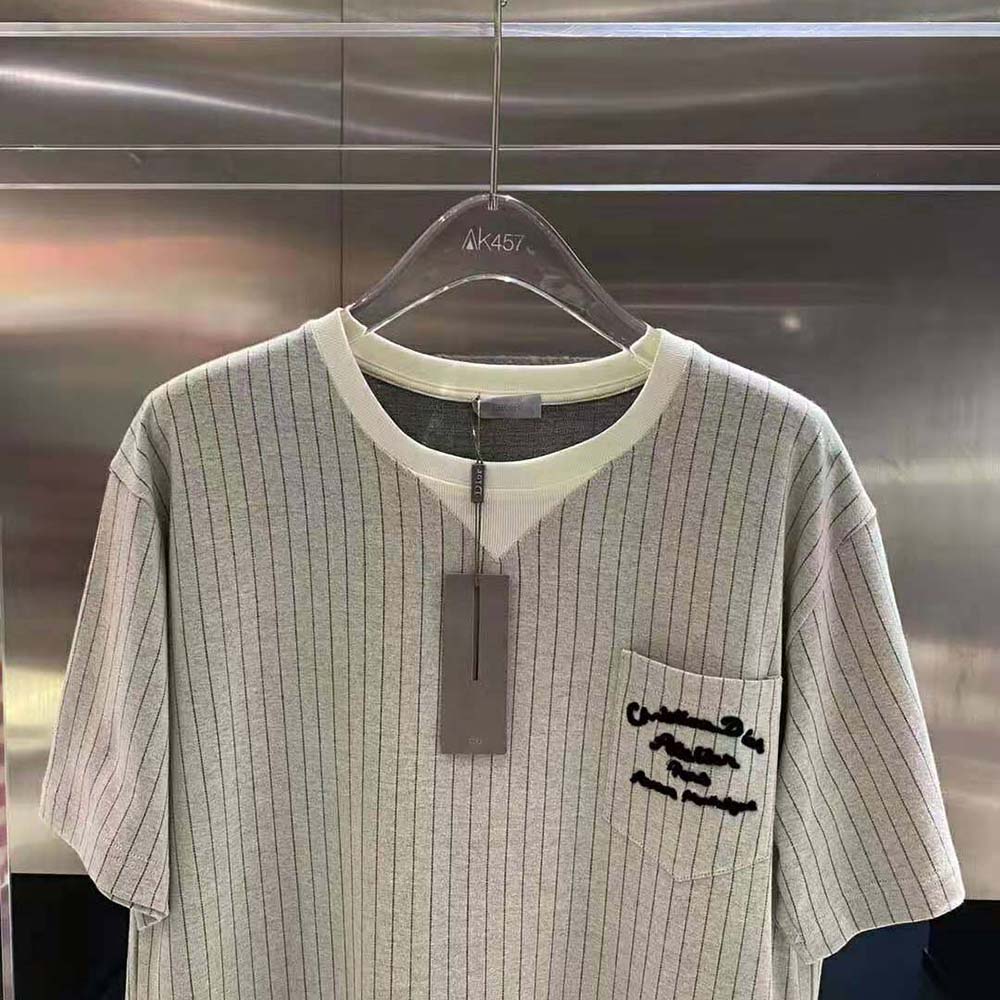 Dior Men Christian Dior Atelier T-shirt Relaxed Fit Ecru Wool and Cotton Jersey