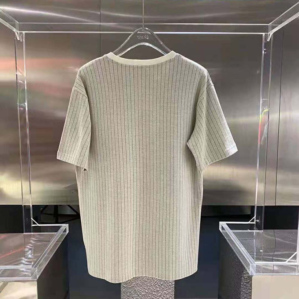 Dior Men Christian Dior Atelier T-shirt Relaxed Fit Ecru Wool and Cotton Jersey