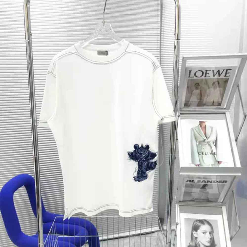 Dior Men Dior and Kenny Scharf T-shirt Relaxed Fit White Cotton Jersey