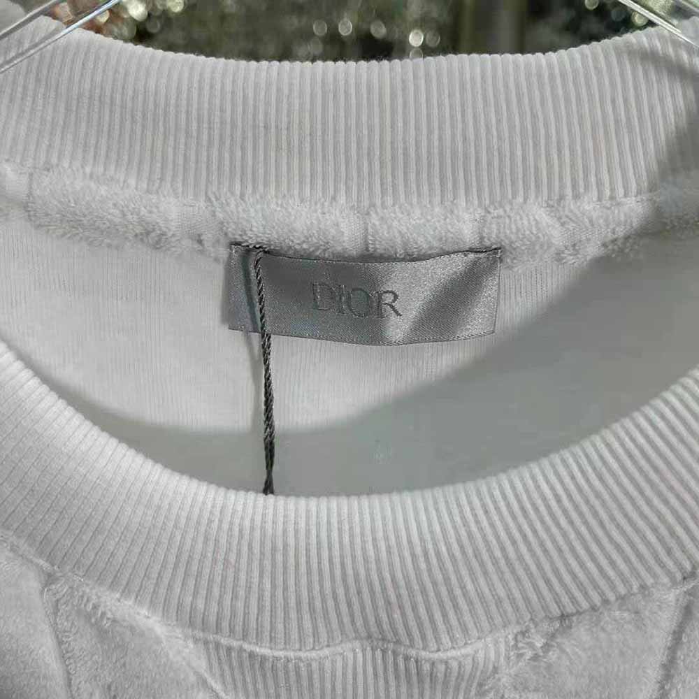 Dior Men Oblique T-shirt Relaxed Fit Off-White Terry Cotton Jacquard