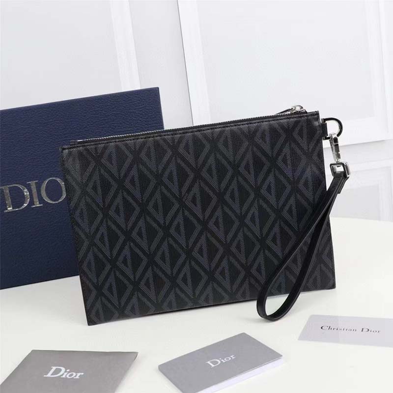 dior unisex cd pouch black cd Di*m*nd canvas dior signature